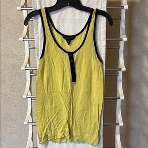 French Connection Yellow Buttoned Tank Top